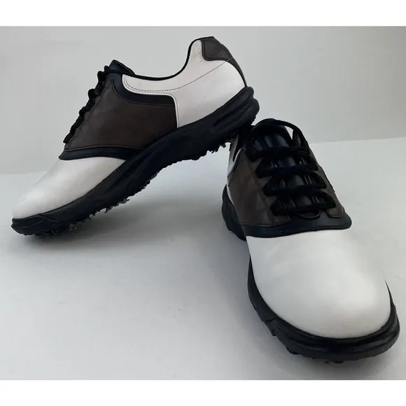 FootJoy GreenJoys Mens Golf Shoes Sz 11.5M 45516 White Brown Soft Spikes