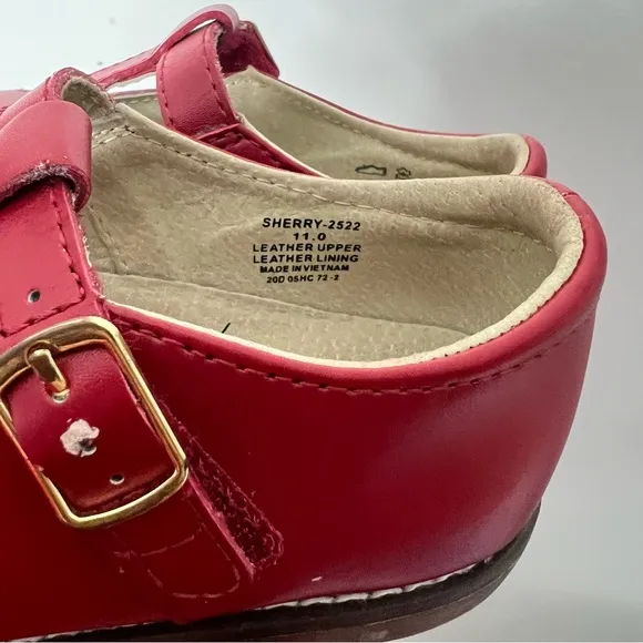 Footmates Sherry Mary Jane Shoes Red Leather Strap EXCELLENT CONDITION Size 11