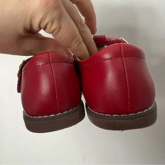 Footmates Sherry Mary Jane Shoes Red Leather Strap EXCELLENT CONDITION Size 11