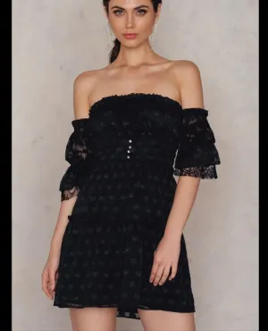 🍋For Love and Lemons Modern Love Off Shoulder Mini Dress- L