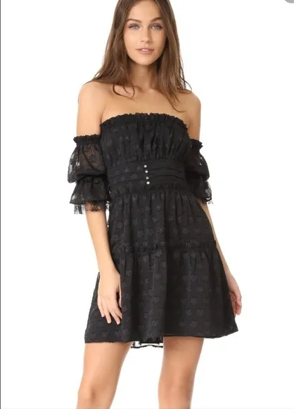 🍋For Love and Lemons Modern Love Off Shoulder Mini Dress- L