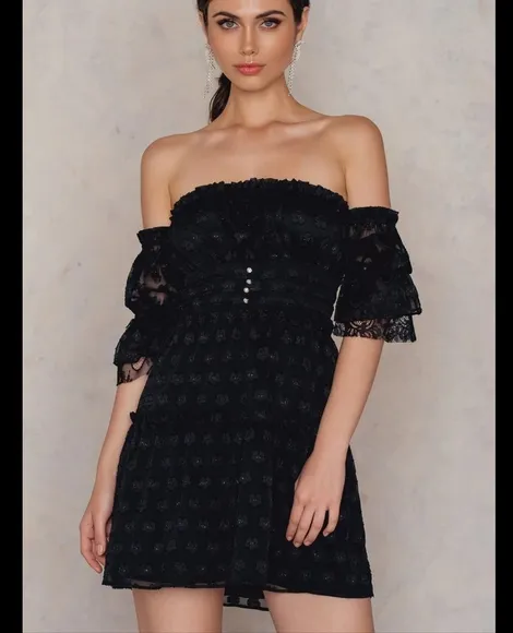 🍋For Love and Lemons Modern Love Off Shoulder Mini Dress- L