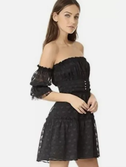 🍋For Love and Lemons Modern Love Off Shoulder Mini Dress- L