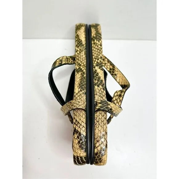 FRAME Sandals Womens Size 6.5US Leather Le Montauk Toe Loop in Python Slip On