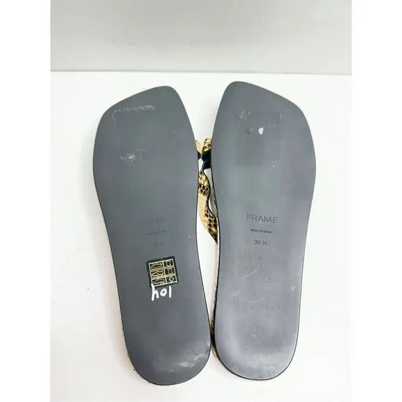 FRAME Sandals Womens Size 6.5US Leather Le Montauk Toe Loop in Python Slip On
