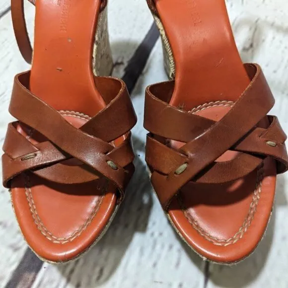 FRANCO BARBIERI Leather Ankle Strap Wedge Sandals Snakeskin 8