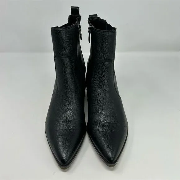 Franco Sarto Women's Black Leather Chelsea Boots Size 10M Pointed Toe Western