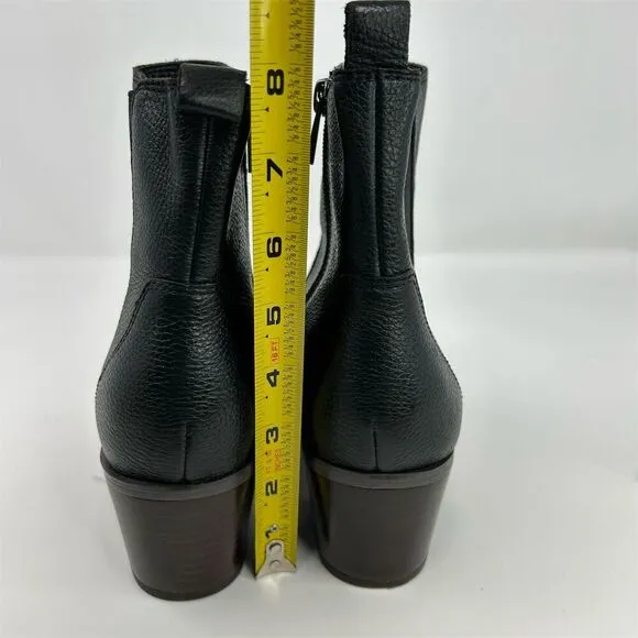 Franco Sarto Women's Black Leather Chelsea Boots Size 10M Pointed Toe Western