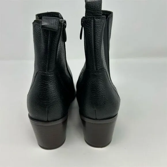 Franco Sarto Women's Black Leather Chelsea Boots Size 10M Pointed Toe Western