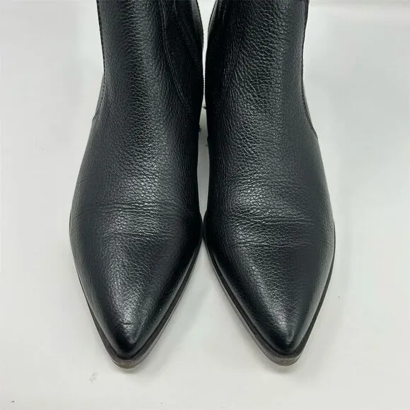 Franco Sarto Women's Black Leather Chelsea Boots Size 10M Pointed Toe Western