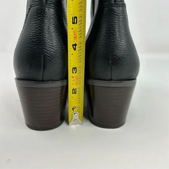 Franco Sarto Women's Black Leather Chelsea Boots Size 10M Pointed Toe Western