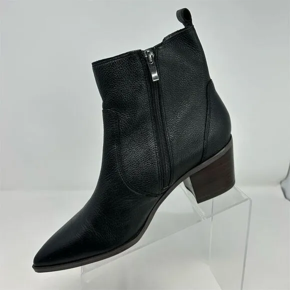 Franco Sarto Women's Black Leather Chelsea Boots Size 10M Pointed Toe Western