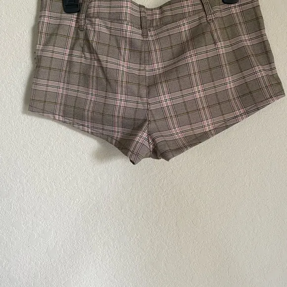 Free People Alessia Menswear Plaid Micro Low Rise Trouser Preppy Shorts Sz 4