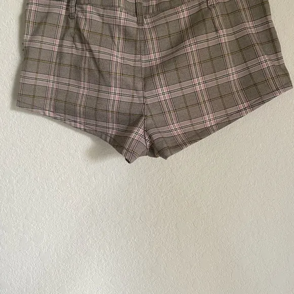 Free People Alessia Menswear Plaid Micro Low Rise Trouser Preppy Shorts Sz 4