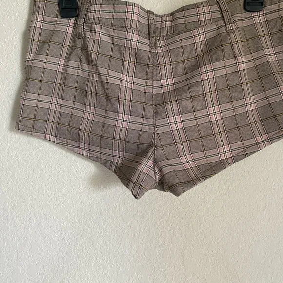 Free People Alessia Menswear Plaid Micro Low Rise Trouser Preppy Shorts Sz 4