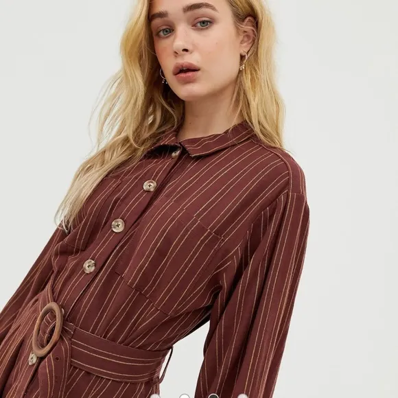 Free People Audrey Stripe Button-down Midi Dress  Size Medium