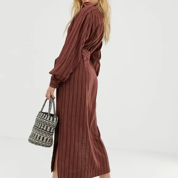 Free People Audrey Stripe Button-down Midi Dress  Size Medium