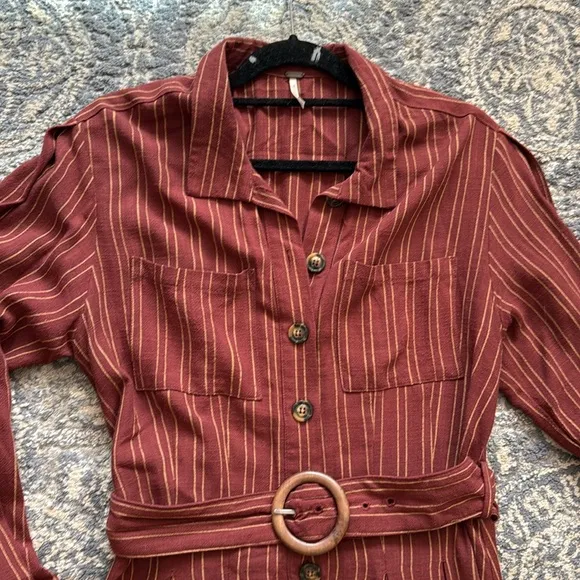 Free People Audrey Stripe Button-down Midi Dress  Size Medium