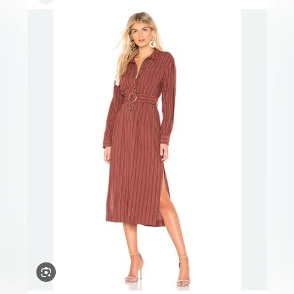Free People Audrey Stripe Button-down Midi Dress  Size Medium