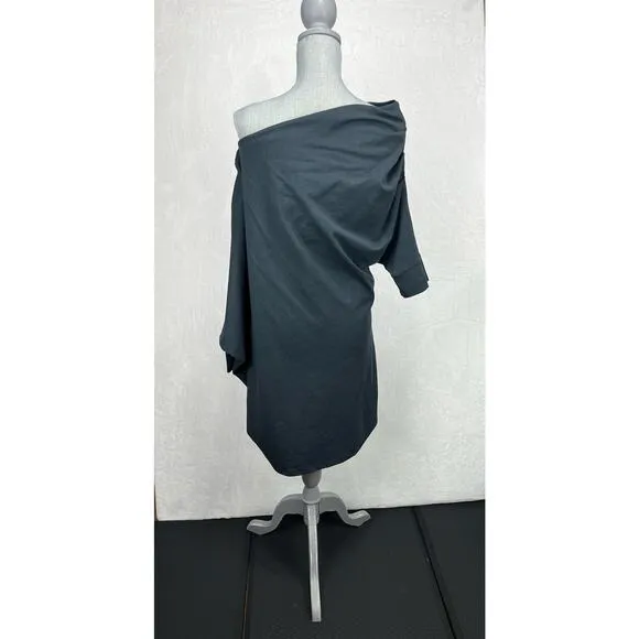 Free People Beach Modern Mini Dress Asymmetrical Black Oversized Sz Med NWT