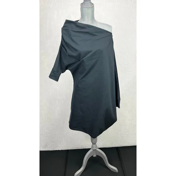 Free People Beach Modern Mini Dress Asymmetrical Black Oversized Sz Med NWT
