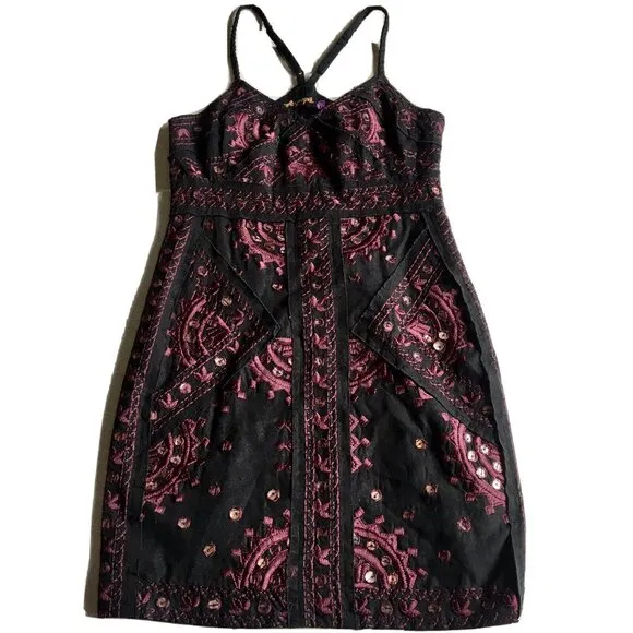 FREE PEOPLE BLACK DRESS LTD EDITION RaRe FESTIVAL Boho Babe Hippie IBIZA VIBE 2‎