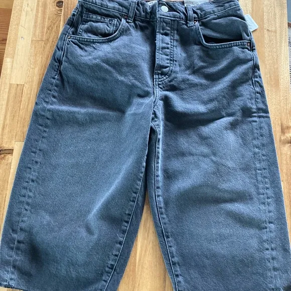 Free People Black Jam Session Denim Bermuda Shorts