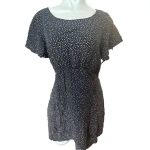 Free People Black Polka‎ Dot Dress Size 10 Open Back Fit and Flare Classic