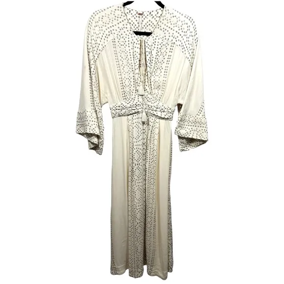 Free People Boho Modern Kimono Maxi Dress Ivory 0