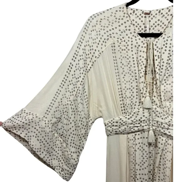 Free People Boho Modern Kimono Maxi Dress Ivory 0