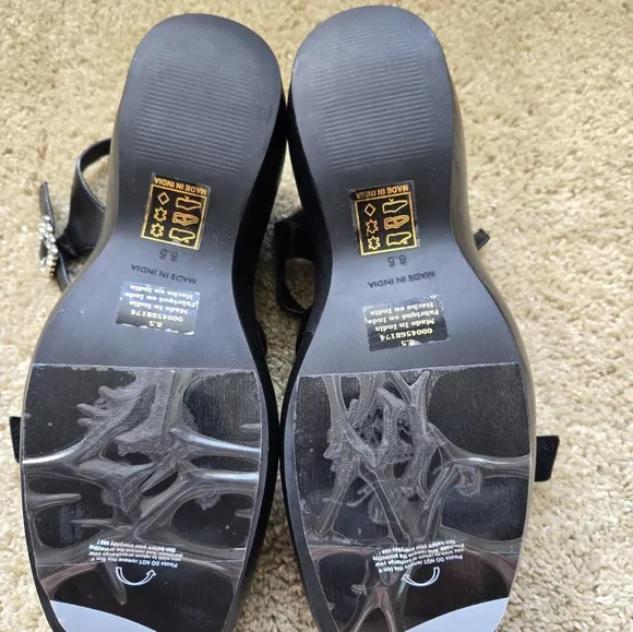 Free People Brooklyn Platform Sandals Womens 8.5 Black Buckle Strap