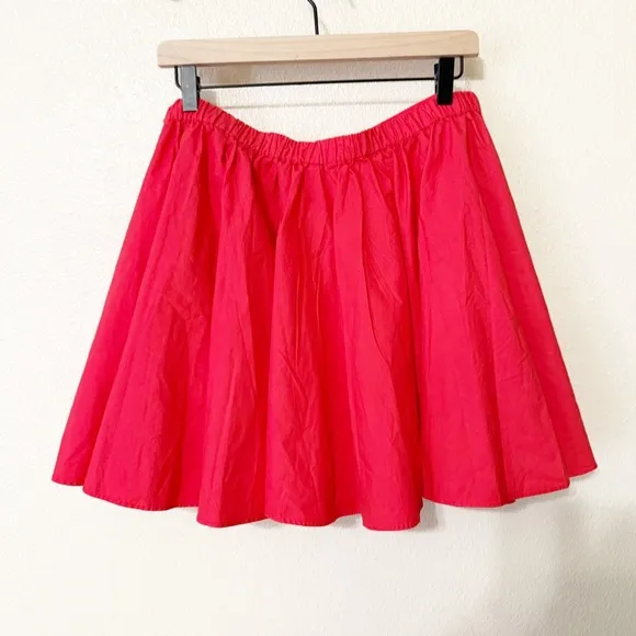 Free People Gaia Pleated Circle Flowy Cotton Mini Skirt in Bella Rosa Red Large