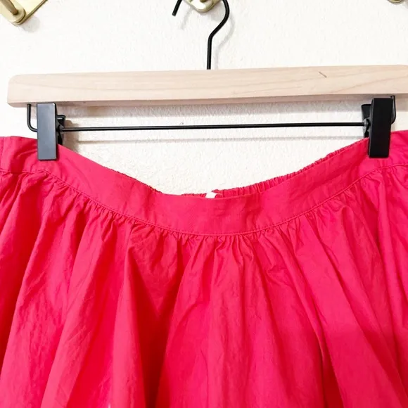 Free People Gaia Pleated Circle Flowy Cotton Mini Skirt in Bella Rosa Red Large