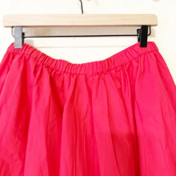 Free People Gaia Pleated Circle Flowy Cotton Mini Skirt in Bella Rosa Red Large