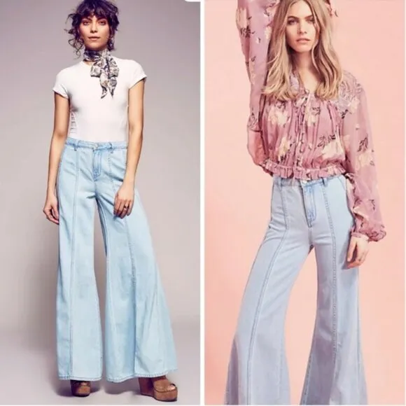 Free People Gilmore Wide Leg Denim Jeans