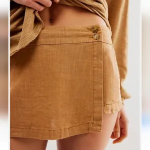 Free People Johana Linen Blend Skort
