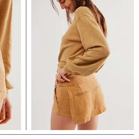 Free People Johana Linen Blend Skort
