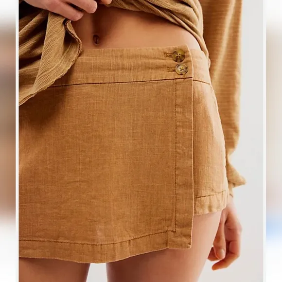 Free People Johana Linen Blend Skort
