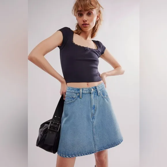 Free People Levi's Mini Flounce Skirt