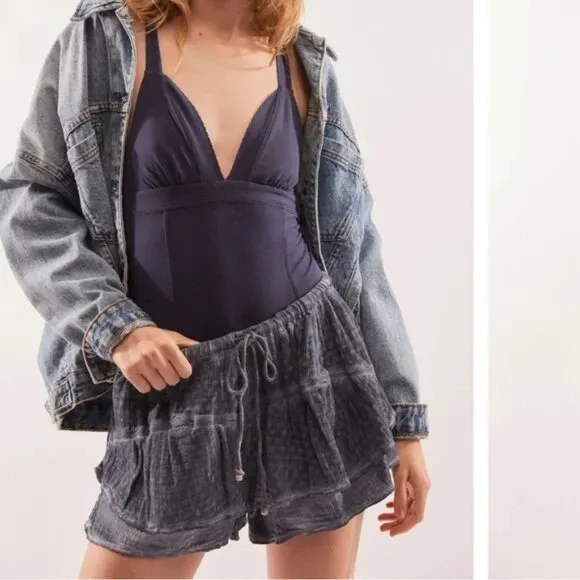 Free People Melt Away Washed Shorts In Blue Mirage NWOT Size Medium