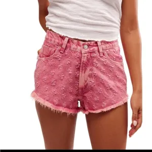 Free People Mixed Emotions High Lo Floral Shorts in Dragonfruit Sorbet size 30