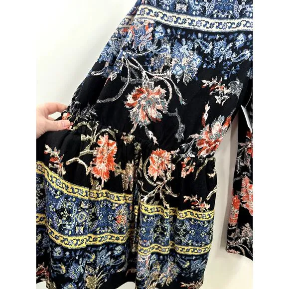 Free People Modern Floral Nomad Boho Hippie Festival Mini dress Size Small NWT