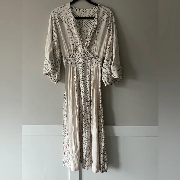 Free People Modern Kimono Maxi Dress Pearl Combo