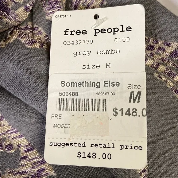 Free People Modern Love Knit Mini Dress Gray Combo Size Medium NWT