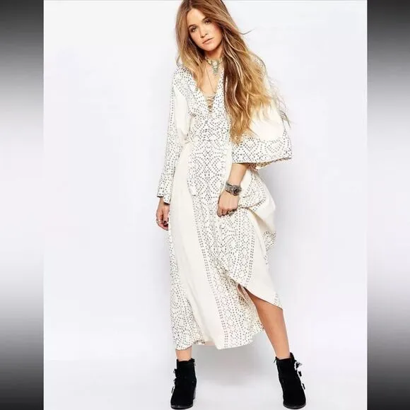Free People Modern Kimono Boho Lace up, Maxi, Dress size M, MSRP: $240