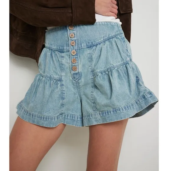 Free People New We The Free Fleur Denim Jean Shorts XL