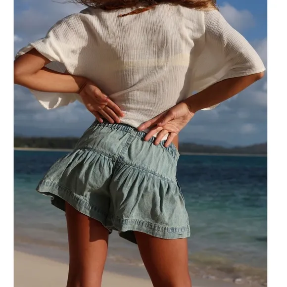 Free People New We The Free Fleur Denim Jean Shorts XL