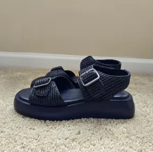Free People NWOT Mandi Weave Sandals Womens 8.5 Black
