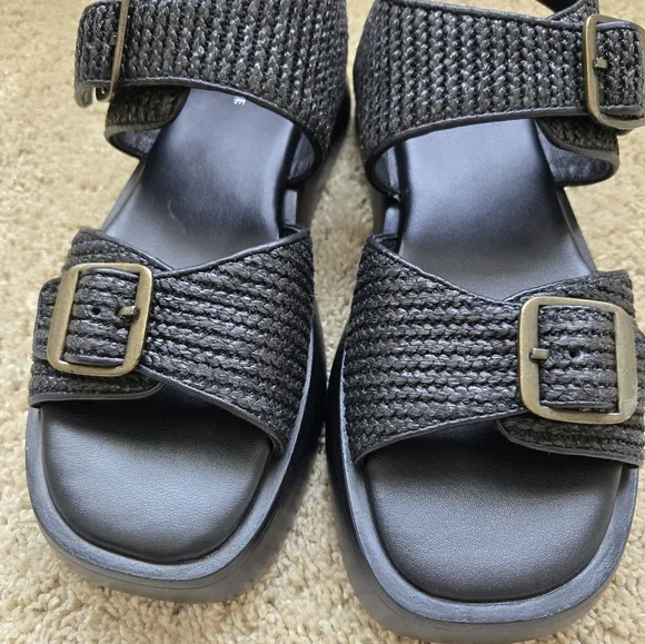 Free People NWOT Mandi Weave Sandals Womens 8.5 Black
