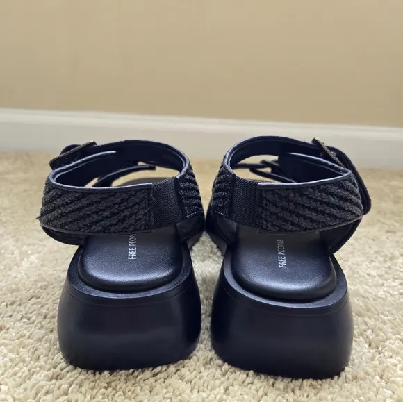 Free People NWOT Mandi Weave Sandals Womens 8.5 Black